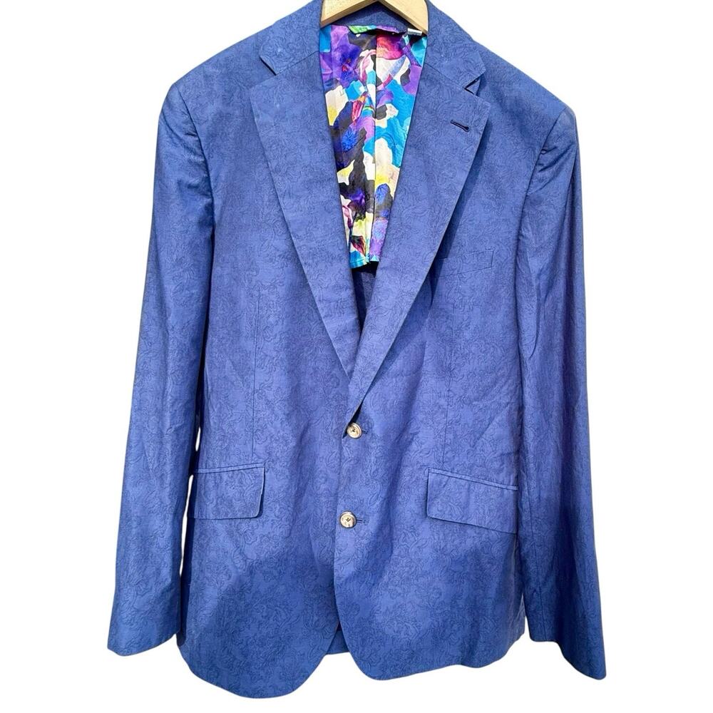 Robert Graham Navy Blue Paisley Jacquard Dinner Jacket Blazer 44R